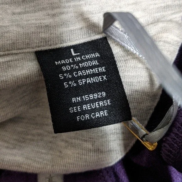 Cashtec beachwood 1/4 zip pull over modal cashmere blend men's size Large